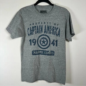 Marvel Captain America Graphic T-Shirt Gray Heather Super Hero Comics Mens Small